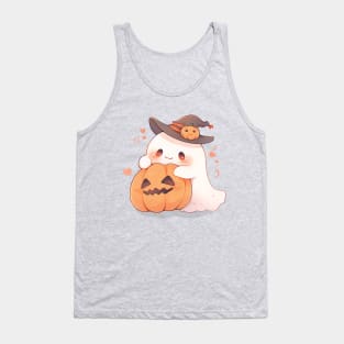 Sheet Ghost and jack-o-lantern. The Spooky Month Joyful Reunion. Tank Top